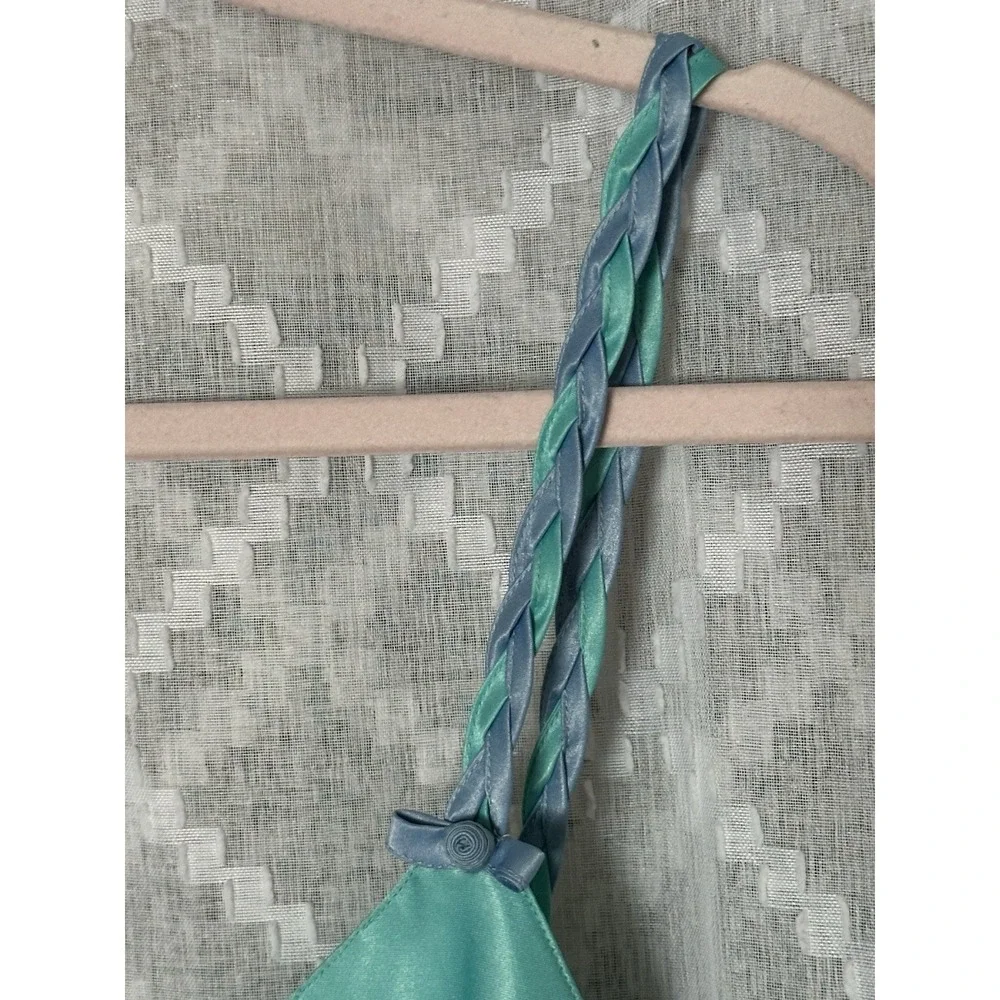 Morgan Taylor Satin Chemise Slip Blue Y2K Coquette Lingerie Nightgown‎ M